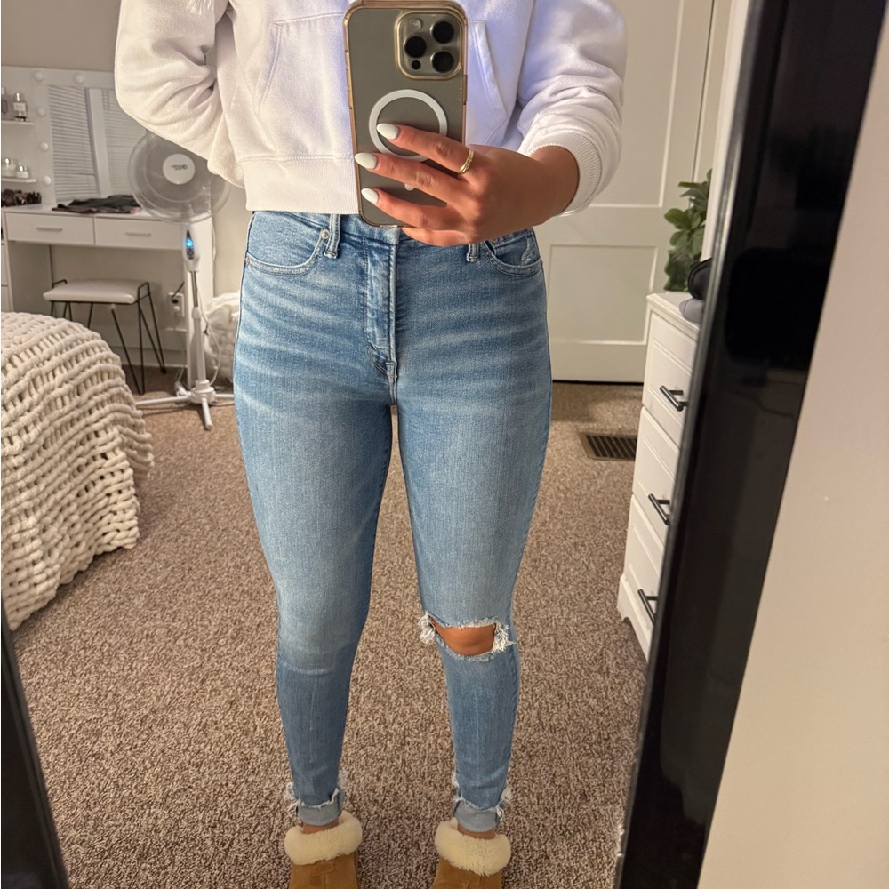 American Eagle Outfitters Blue Skinny Jeans High-Waisted Stretch